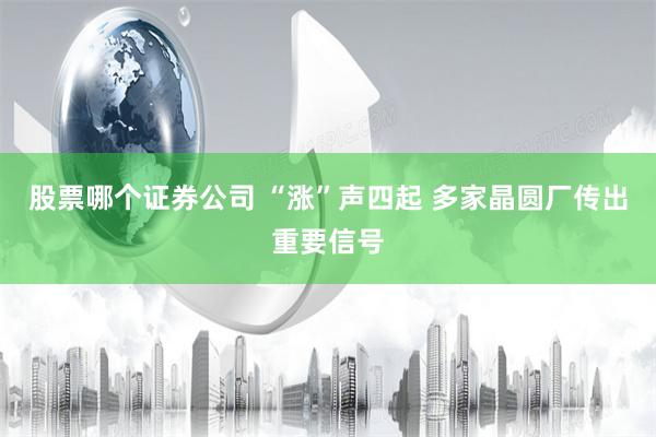 股票哪个证券公司 “涨”声四起 多家晶圆厂传出重要信号