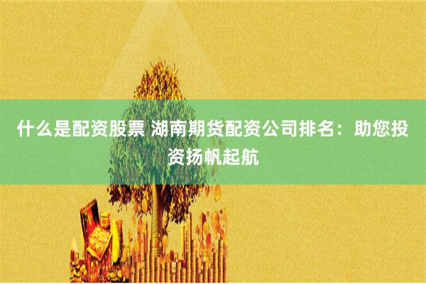 什么是配资股票 湖南期货配资公司排名：助您投资扬帆起航
